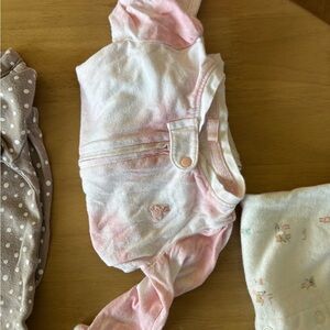 Sleep Bundle Carter's Taupe Polka Dot Infant Button Up Gown, Plus 2 Sleepers